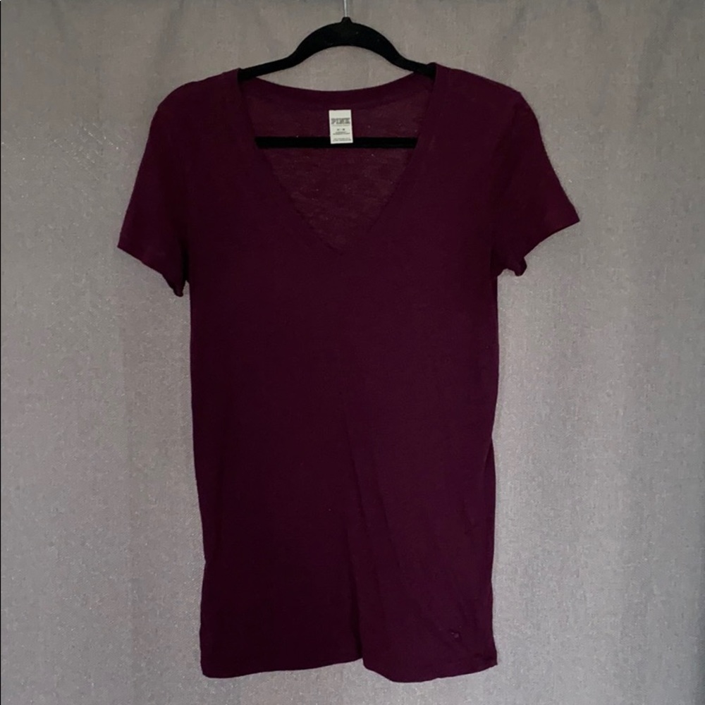 Victoria’s Secret PINK V-Neck Tee Burgundy